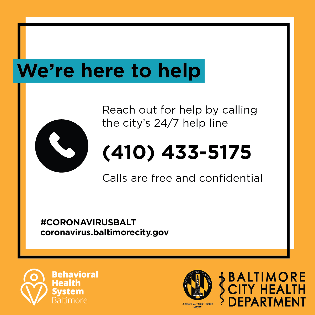 We're here to help. Call 410-433-5175